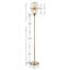 Lampe sur pied en laiton antique avec éclairage indirect, abat-jour en verre mercurisé de 170 cm de hauteur et interrupteur au pied