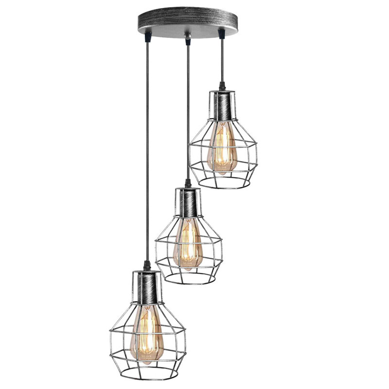 Buskirk 3 - Light Cluster Pendant, Brushed Silver