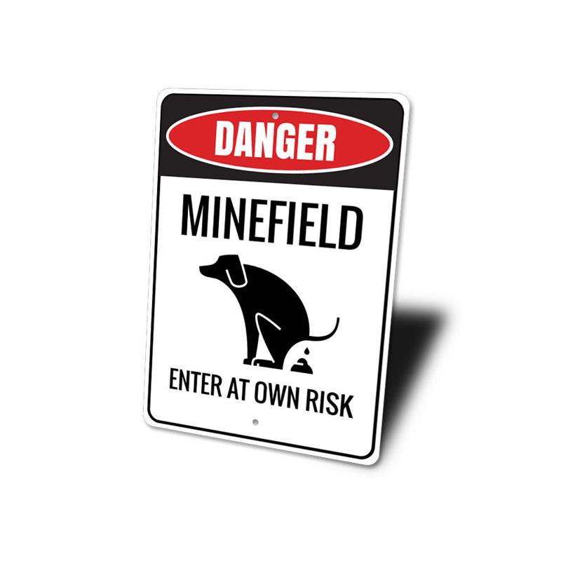 Plaque en aluminium Minefield Dog, H 14 po x l 10 po x P 0,04 po