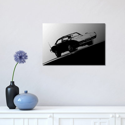 1969 Dodge Daytona, Black & White by Clive Branson - Wrapped Canvas Print