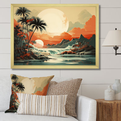 Art déco, rêves tropicaux au coucher du soleil I - Paysage abstrait