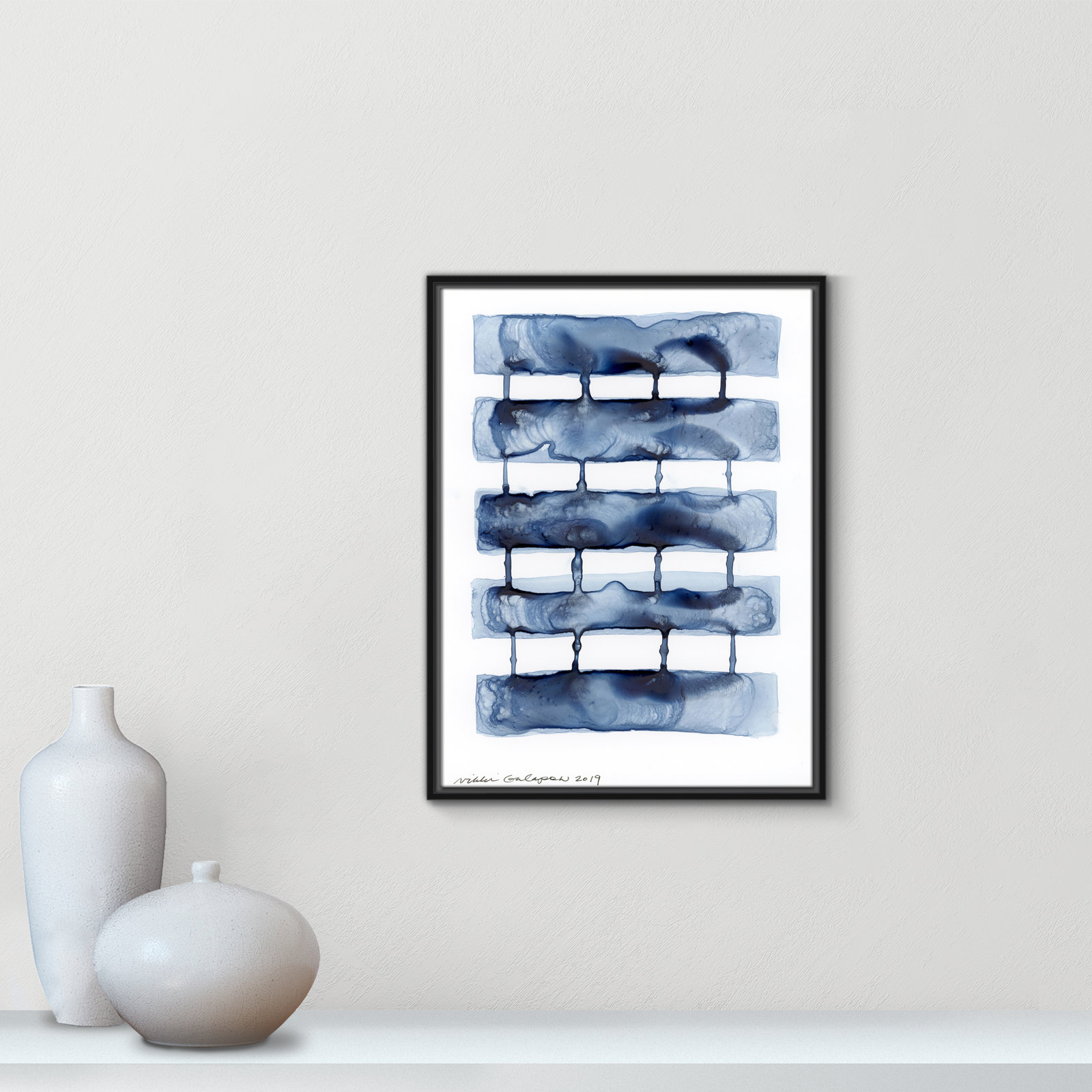 Gareth "Stitched Together I" Print by Nikki Galapon, 25.5" H x 19.5" W x 2" D, Black Framed Canvas