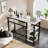 Bar Table Set For 2 With 4 Storage Shelves, 47" Industrial Breakfast Table And 2 Upholstered Counter Stools With Backrest & Footrest, Space Saving 3-Piece Dining Set Of 2 For Kitchen, Living Room, Studio, Pub-963607532