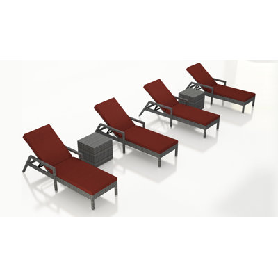 Ensemble de chaise longue inclinable avec coussin et table Ballu