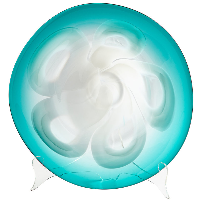 Flower Power Glass Decorative Plate, 4'' H x 16'' W x 16'' D