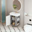 Meuble-lavabo mural avec lavabo en céramique, porte à fermeture en douceur, tablette de rangement flottante à droite, assemblage requis