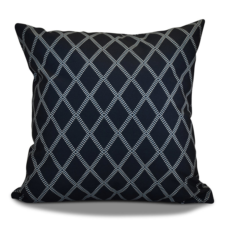 Holiday Wishes Geometric Outdoor Reversible Throw Pillow, 20" H x 20" W, Navy Blue
