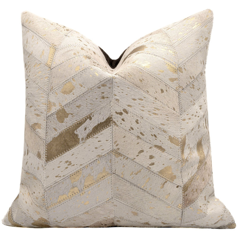 Coussins décoratifs en cuir de vache Canvello, H 18 po x l 18 po, 1, Carrée