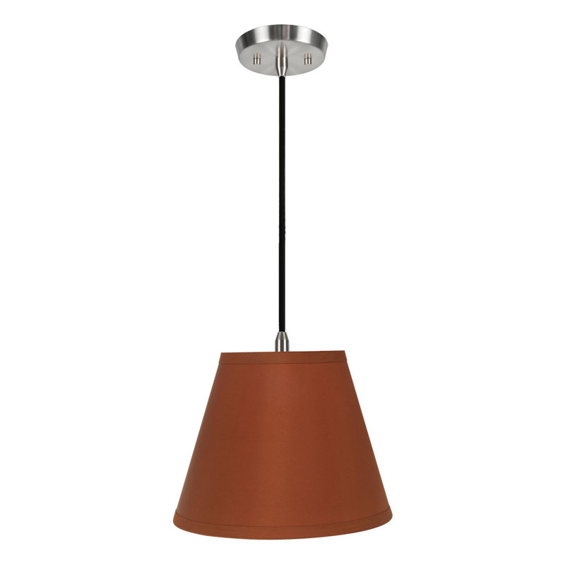 Luminaire suspendu conique à 1 lumière Melvin, H 9 po x l 12 po x P 6 po, Orange brûlé