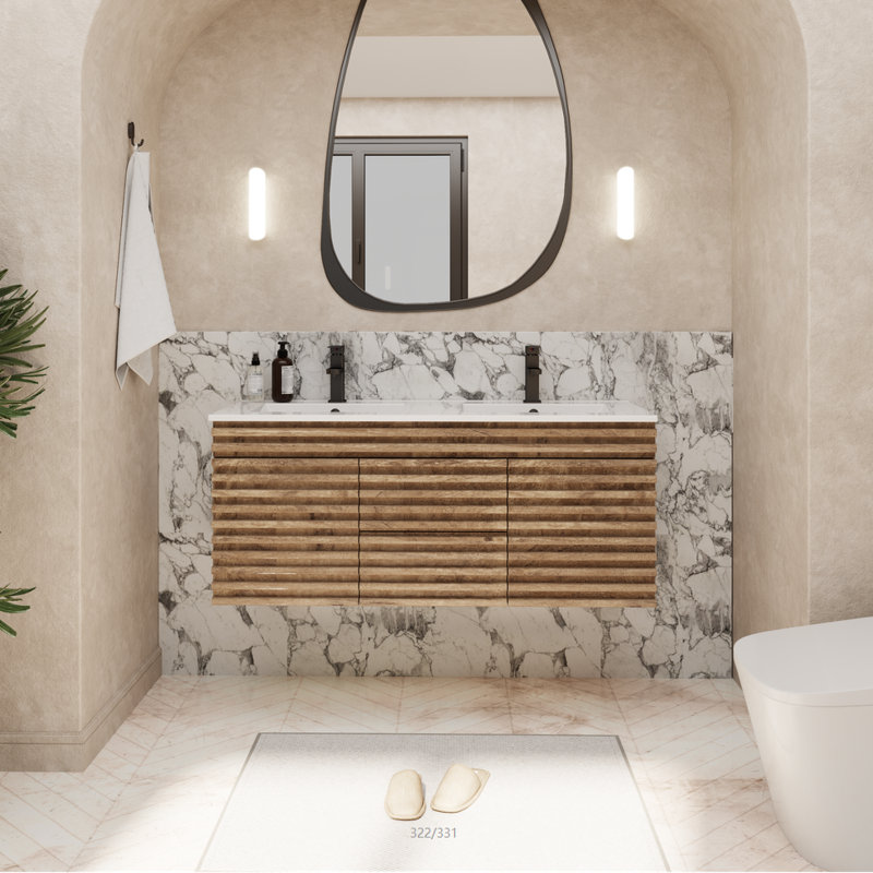 48" Wall Mounted Double Sink Bathroom Vanity Base Only, Sink not Included