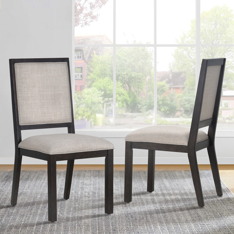 Fabric Upholstered Side Chair Wood Leg Dining Chair (Set of 4), Brown