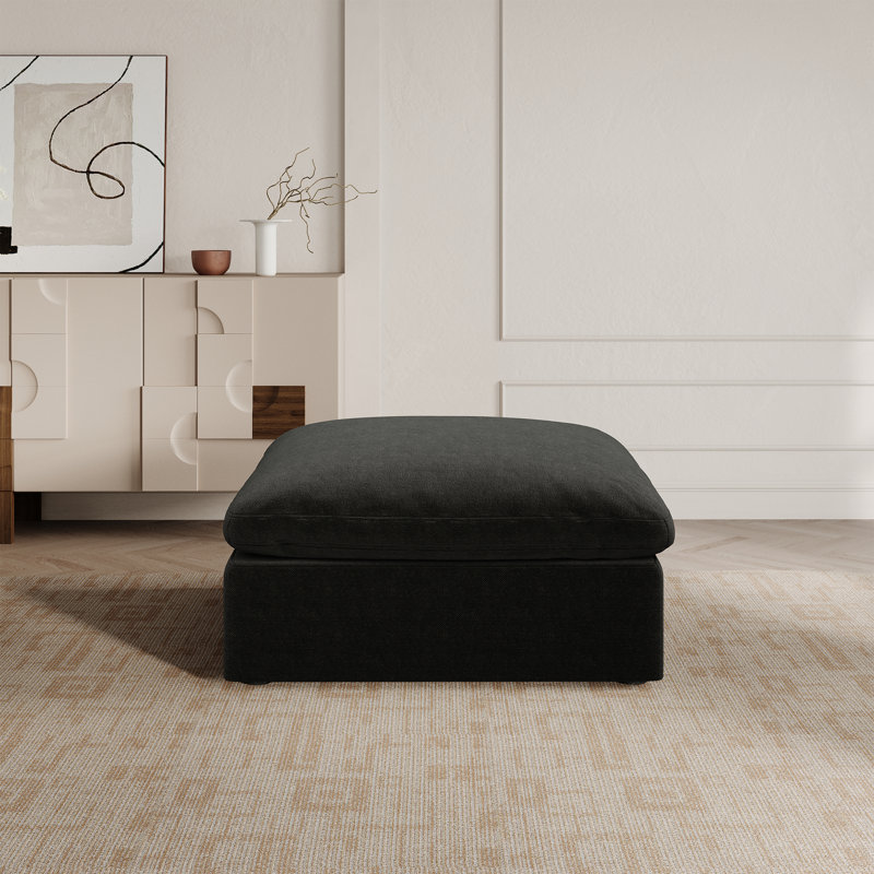Prespa Upholstered Ottoman, Black
