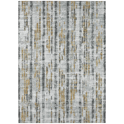 Tapis abstrait gris tissé à la machine