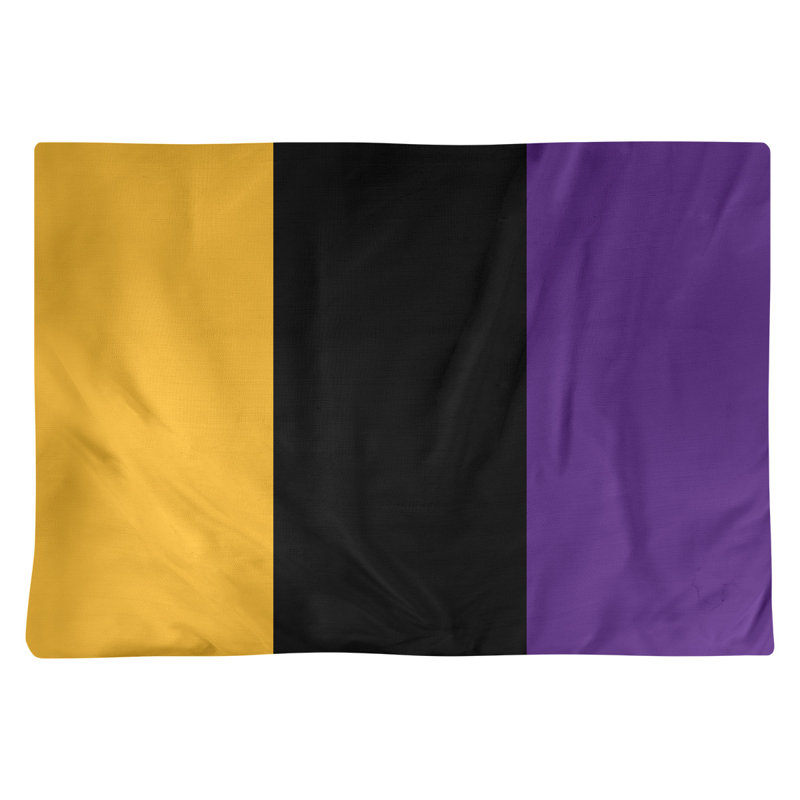 Los Angeles LA Striped Rectangle Placemat, Gold/Black/Purple, Cotton Twill