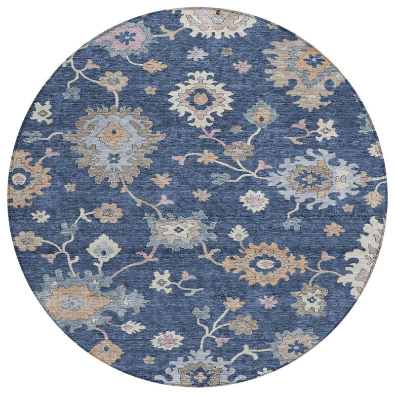 Machine Washable Indoor/Outdoor Segin ACN1218 Rug, Round 8'