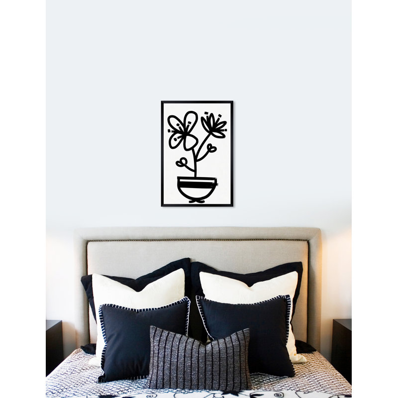 " Flowers In Bloom Floral And Botanical " Painting Print, Black Framed, 20" H x 30" W