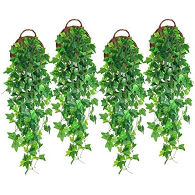 Fake Vines 4Pcs Artificial Ivy Hanging Plant Silk Leaves Faux Greenery Garland For Room Indoor Outdoor Garden Door Wall Baskets Wedding Party Table Balcony Décor