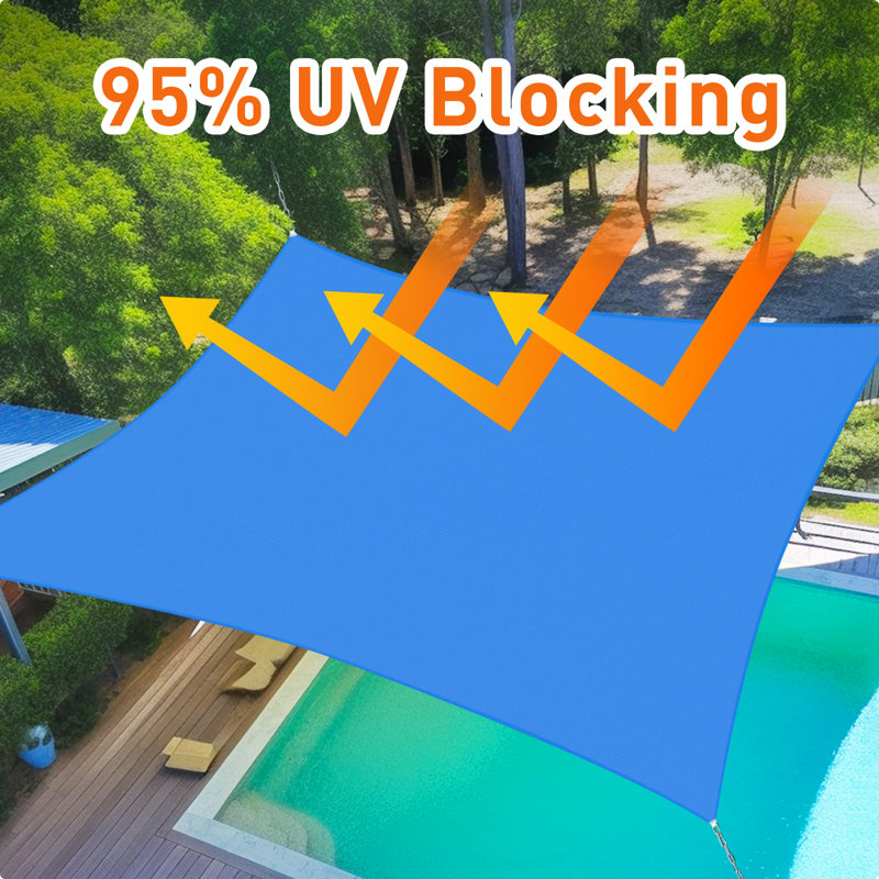 Customize Rectangle Sun Shade Sail, Sky Blue, 12' x 26'