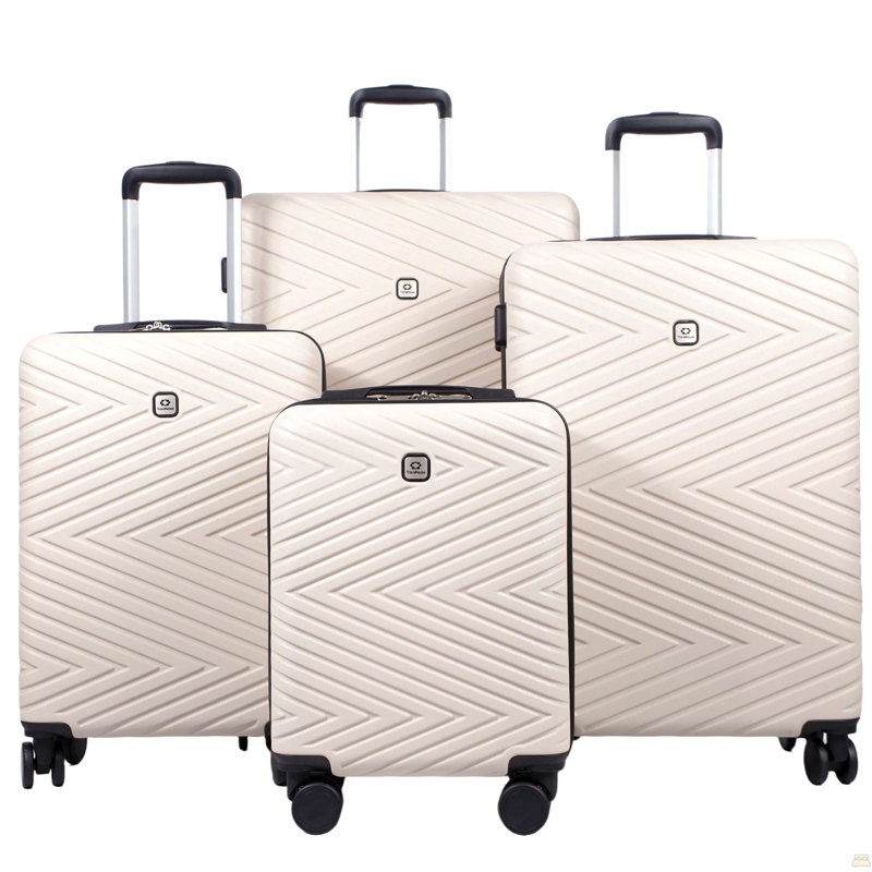 bagages 4 pièces valise légère en ABS avec roues rotatives, 24 pouces et 28 pouces avec verrou TSA, (16/20/24/28) BLANC