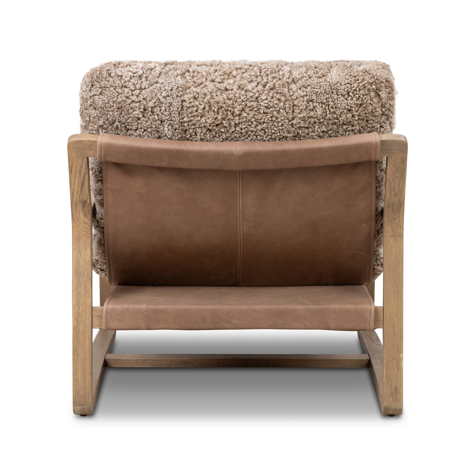 Goldberg Armchair, Taupe Genuine Shearling, Drifted Oak