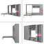 Lit escamotable simple en bois avec meuble télé, 2 tiroirs, tablettes et armoires-2134306172