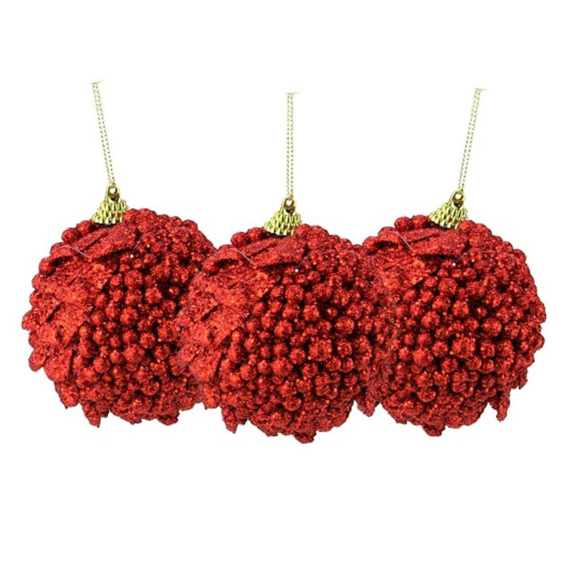 Ornement boule de Noël cerise holographique rouge cerise incassable