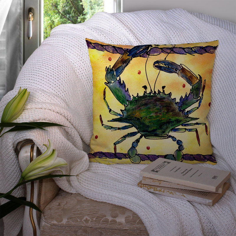 Coussin décoratif intérieur/extérieur beige/vert crabe