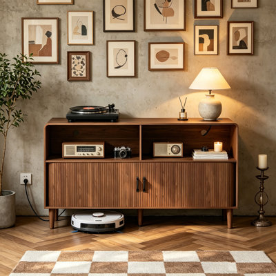 Grand support pour tourne-disque, support de rangement pour disque vinyle 350 avec prise de courant et portes