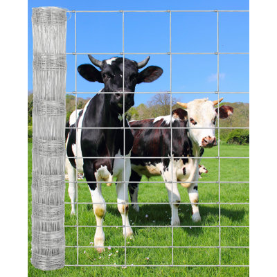 Heavy Duty Hinge Knot Farm Fence 5ft x 328ft, Galvanized Livestock Wire for Cattle & Sheep, With Gloves