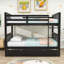 Lit superposé double au-dessus d'un lit double avec lit gigogne simple-559956396