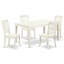Ensemble de table et chaises de cuisine 7 pièces comprenant une table de salle à manger rectangulaire et 6 chaises de salle à manger revêtues de tissu en lin, 36 x 60 pouces, blanc lin-276269944-276269950-276269893