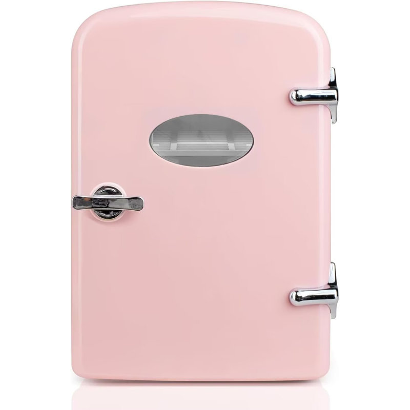 Mini réfrigérateur simple de luxe de 6 L / 9 canettes avec fenêtre d'observation, glacière portative et petit réfrigérateur sans fréon, offrant un rangement compact pour les soins de la peau, les boissons, pour la chambre à coucher, le bureau, le 
