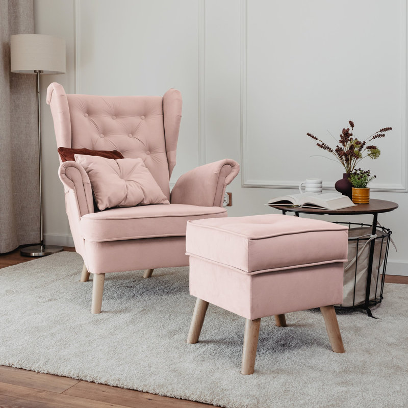Upholstered Armchair, Pink