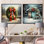 Green Christmas Wreath - Ensemble de 2 impressions sur toile