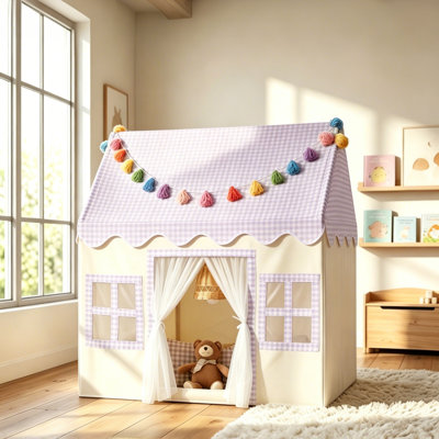 Sisticker Indoor Kids Play Tent, Princess Playhouse Tent with Floor Mat, Tassel Garland, Play Tent Toys for Girls Boys, Perfect Birthday Festival Gift for Toddler Children