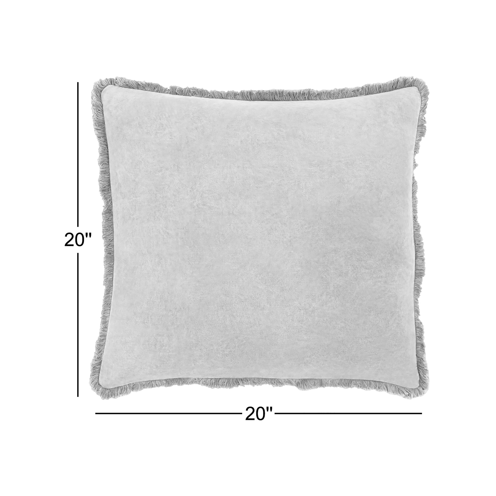 Steph Fringed Cotton Throw Pillow, 20" x 20", Down, Slate
