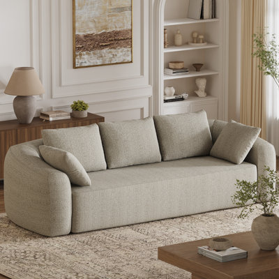 101" Boneless Curved Sofa Deep Seat Sofa Couch with Toss Pillows