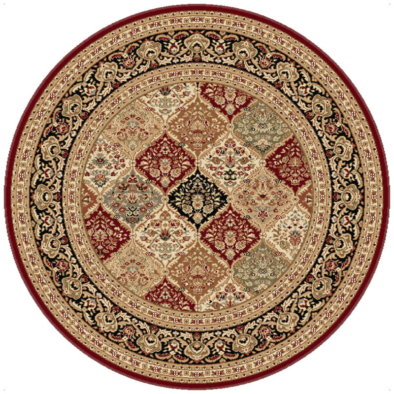 Tapis oriental rouge / beige Clarence, Octogone 5 pi 3 po