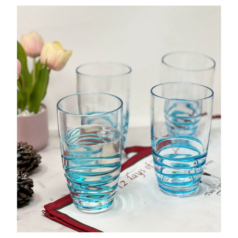 Ensemble de 4 verres en acrylique Swirl, 20 oz, Bleu