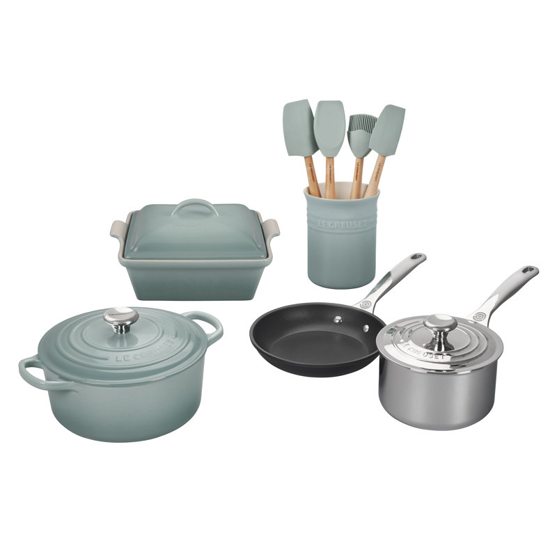 Sea Salt 12-Piece Stainless Steel and Cast Iron Cookware Set