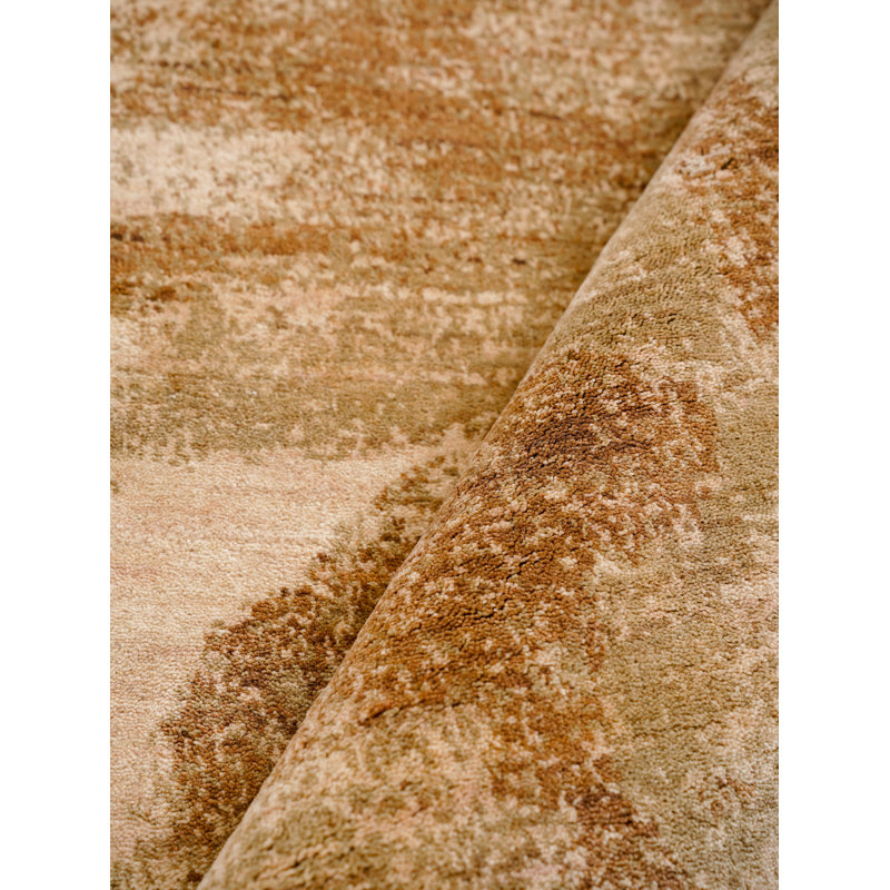 Hand Loom Knotted Wool Contemporary Beige | Brown Rectangle Indoor Area Rug, Rectangle 10' x 13'
