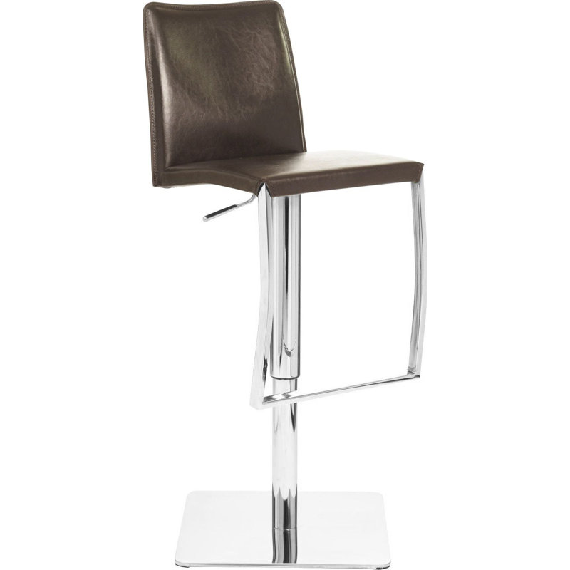 Doleman Swivel Upholstered Adjustable Height Counter Stool with Metal Frame, Espresso