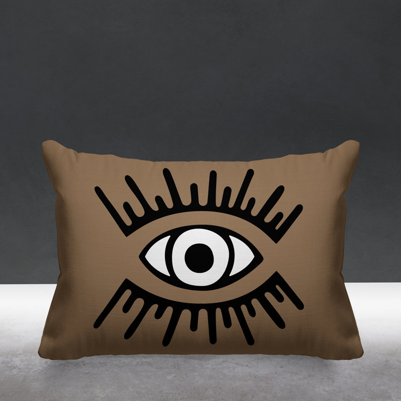 Coussin intérieur / extérieur Miranda Evil Eye, Beige