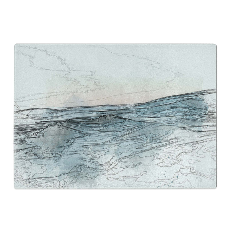 Tempered Glass Rising Ocean Chopping Board, 39 cm W x 28.5 cm L