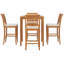 Ensemble de bar bistro 5 pièces en bois de teck avec table basse 35 "et 4 tabourets
