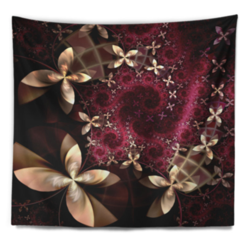 Tapisserie de motif fleur abstraite abstraite, H 32 po x l 39 po