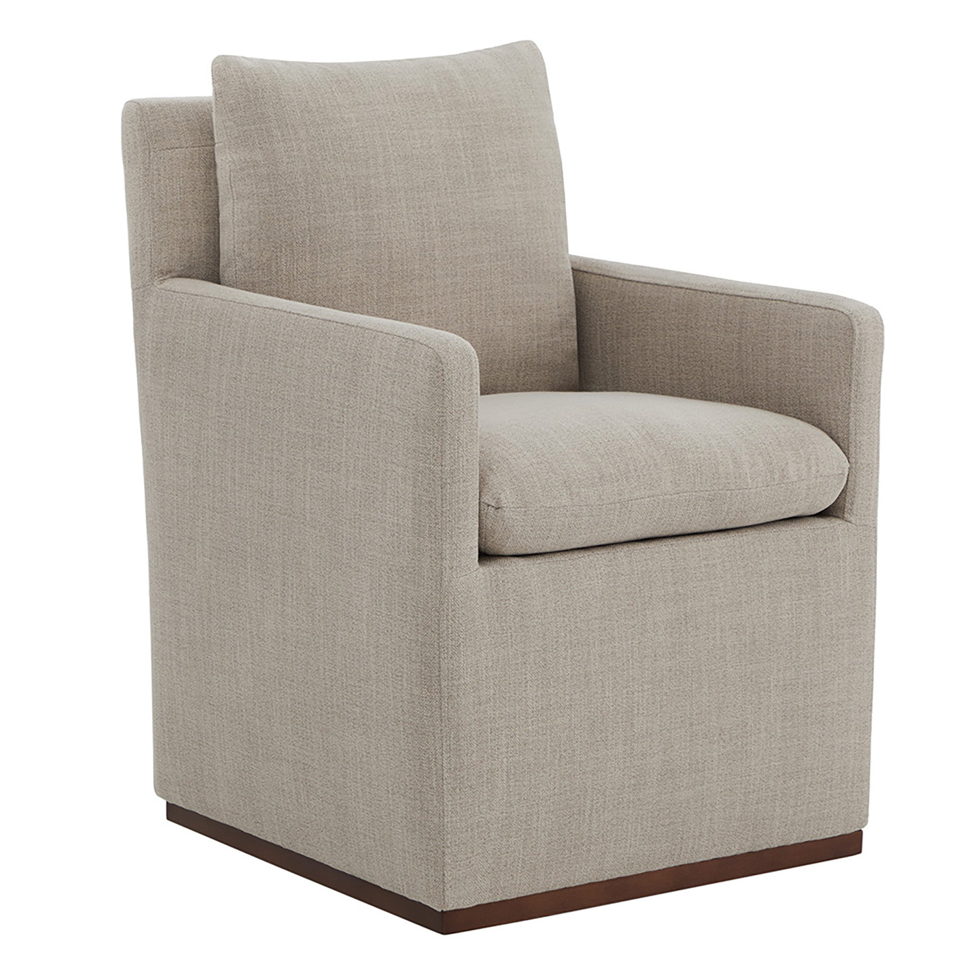 Bobbi Upholstered Dining Arm Chair, Effie Flax Performance Linen
