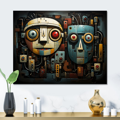 Blue And Bleige Robot Revolution  - Science Fiction Metal Wall Art MT135952