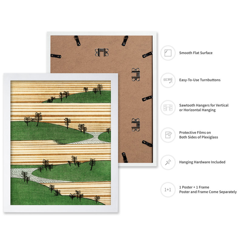 Paysage japonais, Affiche, H 24 po x l 32 po, Encadrement blanc