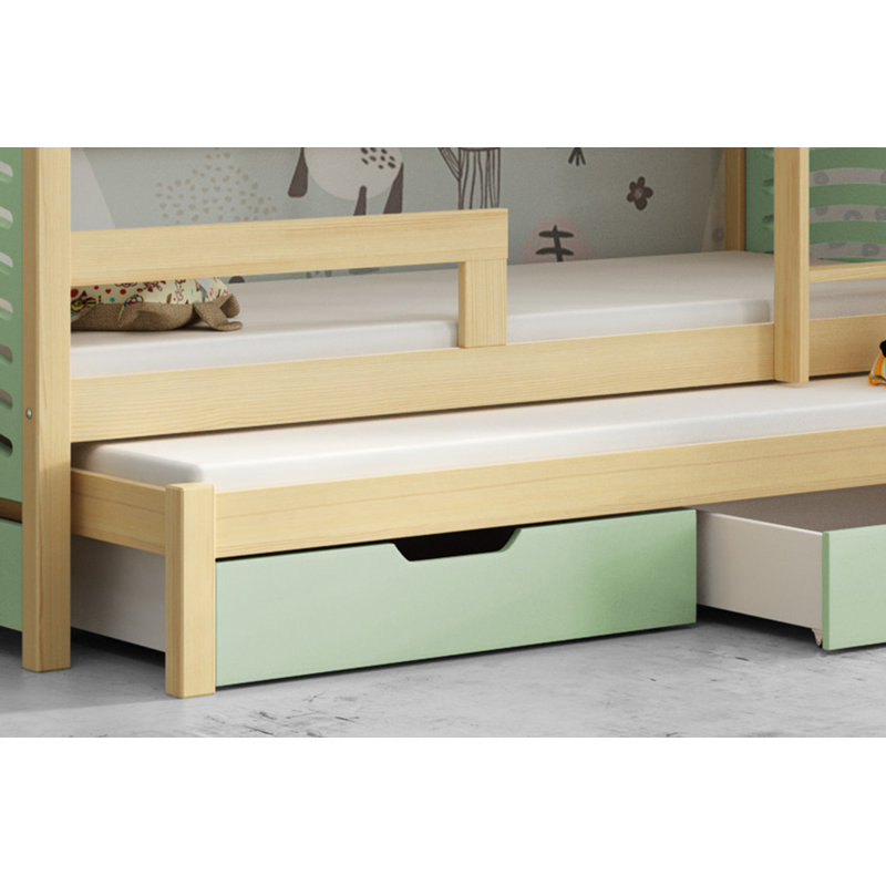 Kal-el European Toddler (80 X 180cm) Bunk Bed with Storage Included with Built-in Ladder Included with Trundle Included